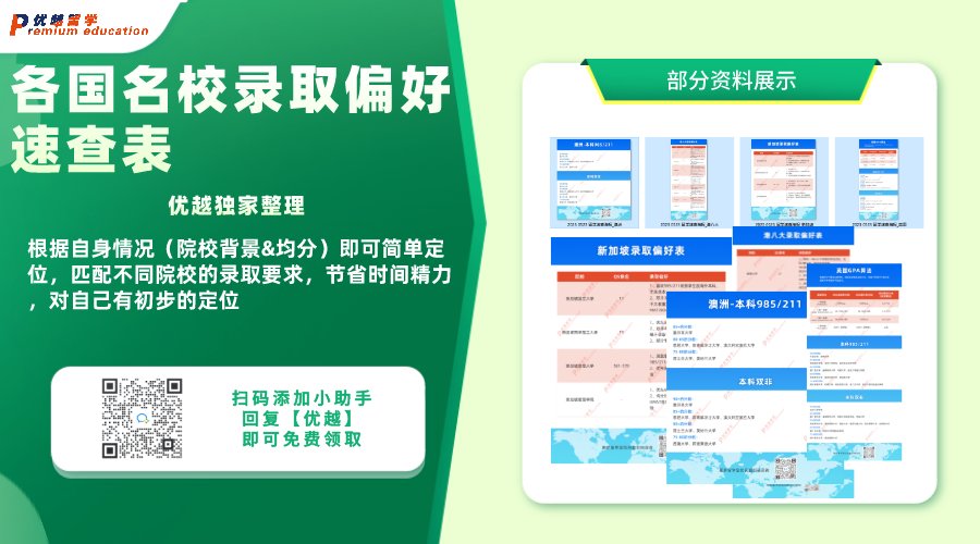留學資料：各國名校錄取偏好速查表