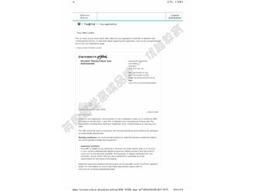  恭喜鄭同學獲得約克大學統計與計算金融專業碩士通知書