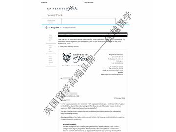 恭喜丁同學獲得約克大學計算機專業碩士通知書