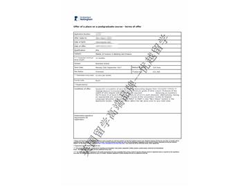 恭喜胡同學獲得諾丁漢大學銀行與金融專業碩士通知書