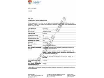 恭喜韓同學獲得悉尼大學MPA碩士通知書