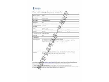 恭喜丁同學獲得諾丁漢大學金融與投資專業碩士通知書
