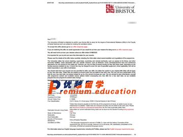 2020offer：恭喜李同學獲得布里斯托大學(世界排名：49)國際關系專業碩士通知書