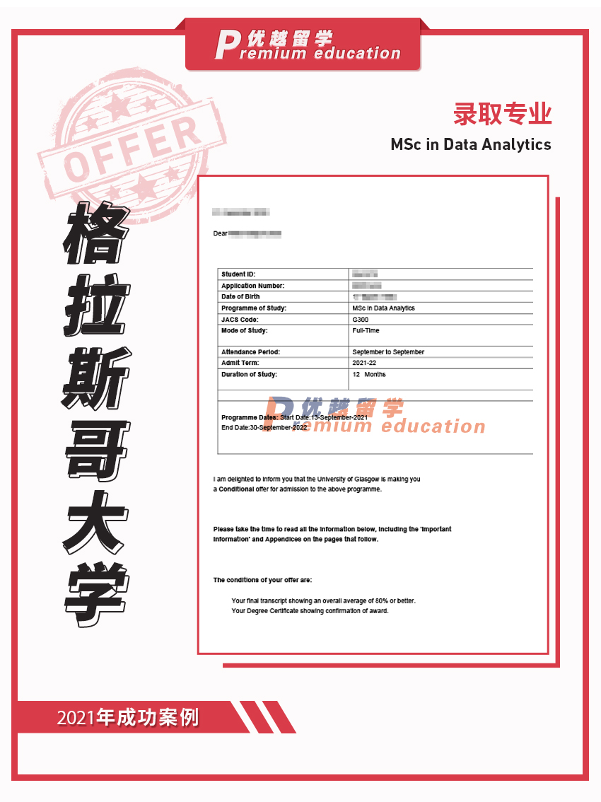 2021offer：格拉斯哥大學(xué)數(shù)據(jù)分析專業(yè)